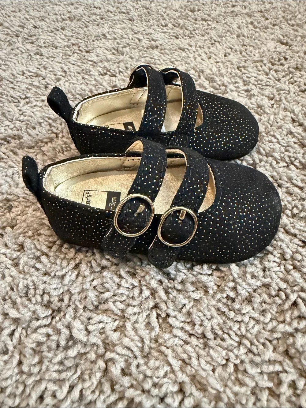Carter's Black & Gold Glitter Baby Shoes